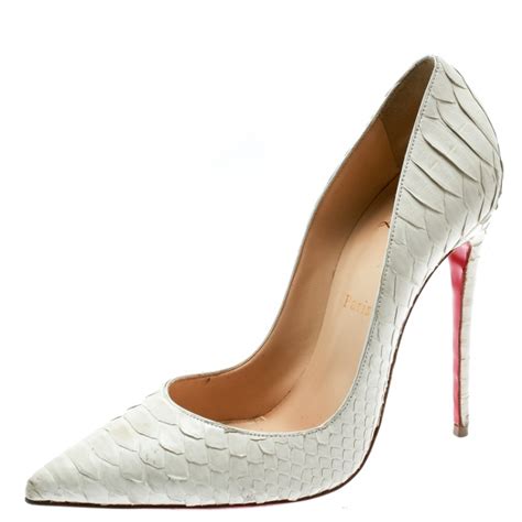 Christian Louboutin White Python Leather So Kate Pointed Toe Pumps Size ...