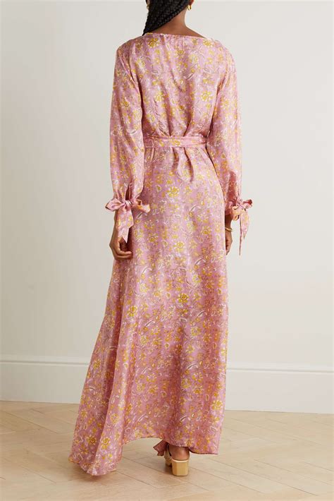 hannah artwear net sustain luna floral print silk wrap maxi dress