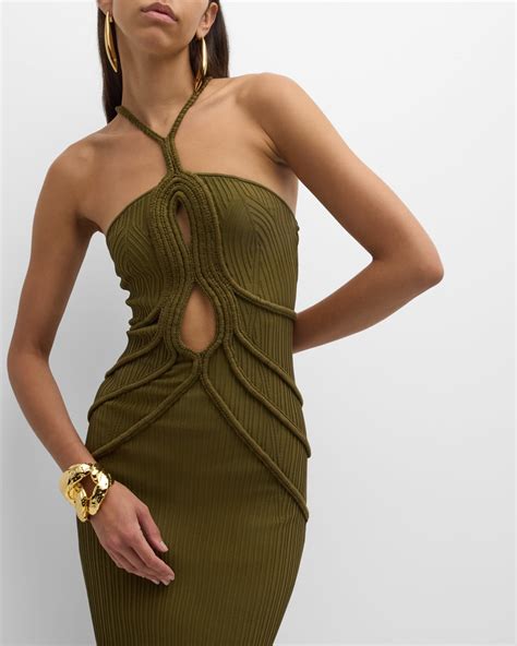 Cult Gaia Avery Corded Cutout Crochet Knit Midi Dress | Neiman Marcus