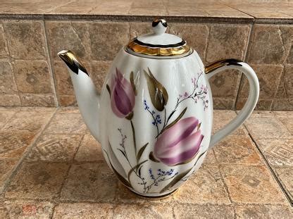 КОФЕЙНИК чайник из сервиза РОЗОВЫЕ ТЮЛЬПАНЫ ЛФЗ ВНЕ ГР Редкость! ЛЮКС ...