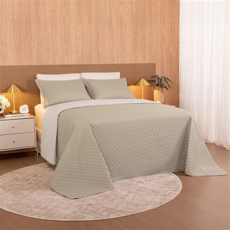 Colcha E Cobre Leito - Kit Colcha / Cobre leito King Comfy - Lavive Bege / palha | MadeiraMadeira