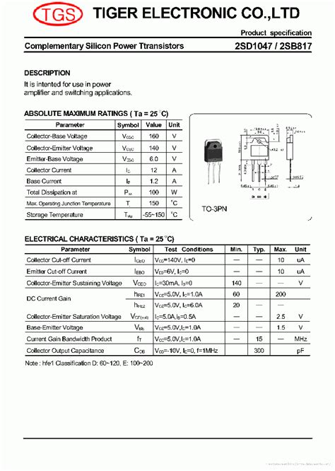 2SD1047_7237566.PDF Datasheet Download --- IC-ON-LINE