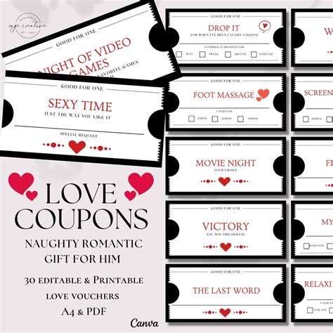 printable naughty love coupons book   customizable valentines