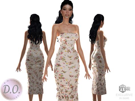 The Sims Resource - Floral Print Midi Dress DO0450