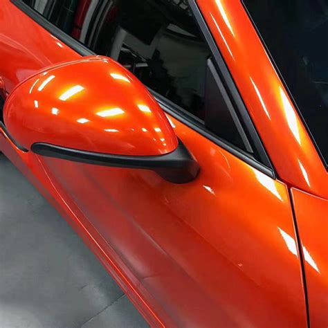 gloss metallic orange car wrap wrapteck