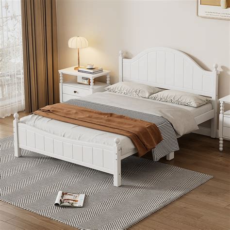 white wood platform bed  headboard  footboard overstock