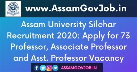 Assam University Silchar Recruitment 2020: Apply For 73 Professor, Associate Professor And Asst ...