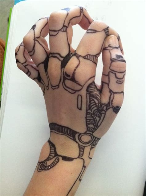 drawn-on robot hand design | Tattoos, Fake tattoos, Sharpie tattoos
