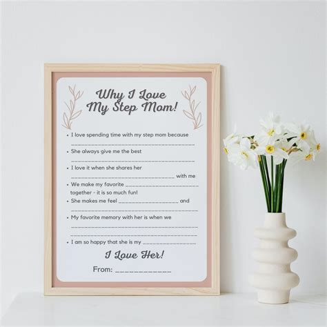 Why I Love My Step Mom Fill-in the Blanks Activity for Kids Happy