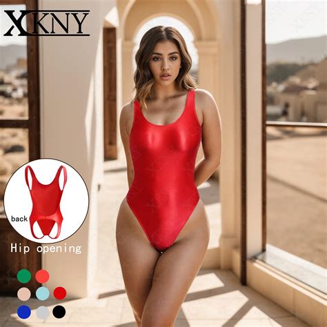 XCKNY-Satin-One-Piece-Swimwear-Silky-Shiny-Bathing-Suits-High