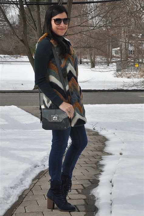 {outfit} Chevron Fur Vest | Closet Fashionista