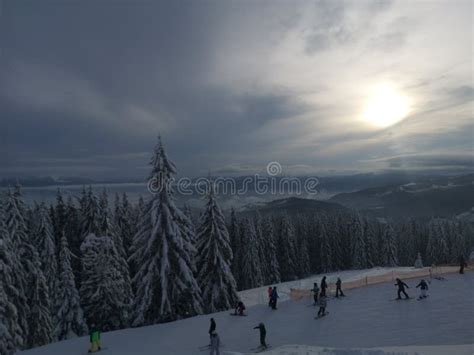 Evening Landscape and Ski Resort Editorial Photo - Image of activity ...