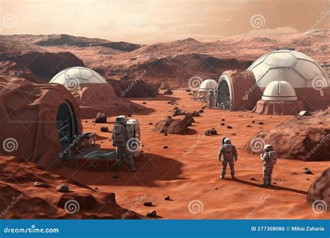 Colonization of Planet Mars. Generative AI Stock Illustration ...