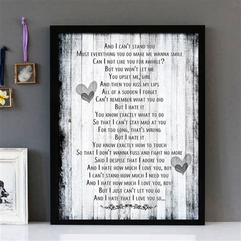 "Hate That I Love You" - Rihanna - Framed Lyrics Wall Art Design