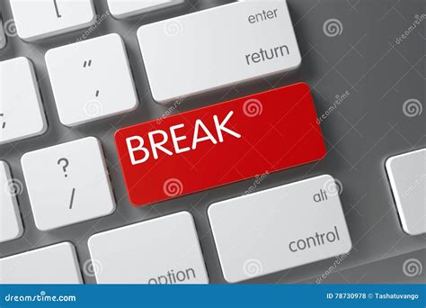 Keyboard with Red Key - Break. 3D. Stock Photo - Image of lunch ...