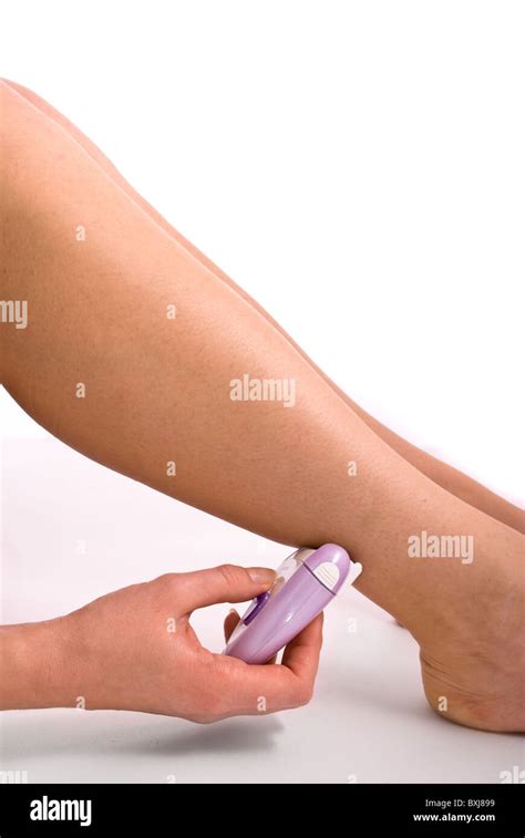Epilation process isolated on a white background Stock Photo - Alamy