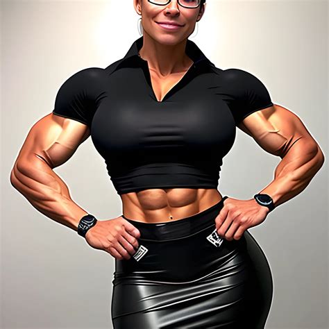 20 year old hyper muscle woman female bodybuilder wearing a pencil