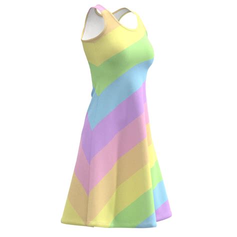 Rainbow Pastel Colors Sleeveless Dress - EightyThree XYZ Clothing