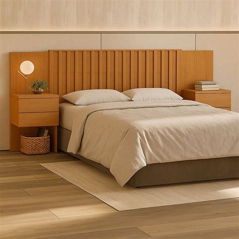 Painel Para Cabeceira De Camas - Painel de Cabeceira Sampa com Mesa Cabeceira Embutido para Cama Box ...