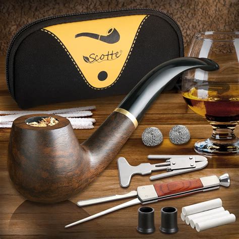 Amazon.com: Scotte Tobacco Pipe Handmade Ebony Wood Root Smoking Pipe