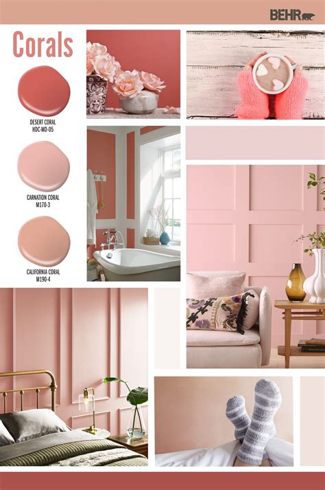 coral paint colors  interior schemes