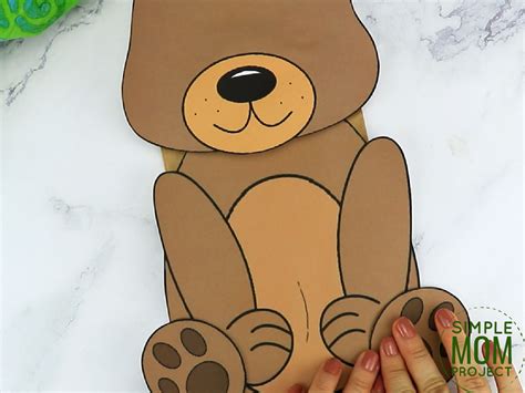 printable bear paper bag puppet template simple mom project