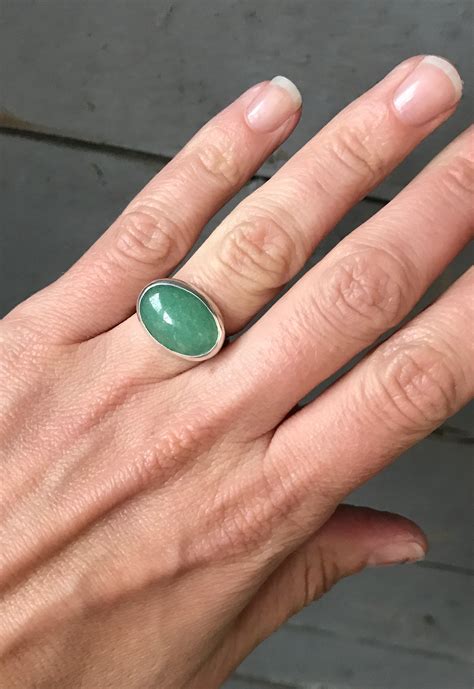 Elegant Oval Emerald Green Aventurine Statement Sterling | Etsy