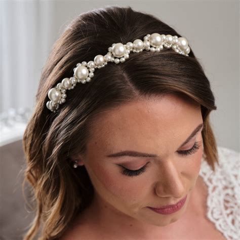 pearl headbands  weddings lace favour