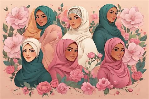 Premium Photo | A painting of women with flowers in the background
