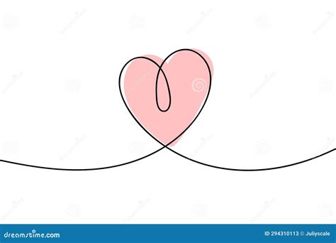 Continuous Line Drawing of a Heart, Black and White Vector Minimalist ...