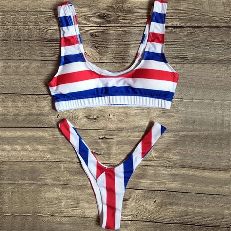 BOKONI New Sext Striped Bikini Sets Women thong swinsuit Swimwear ...
