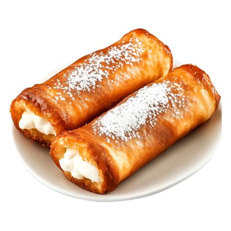 delicious sweet creamy rolls  powdered sugar  white plate