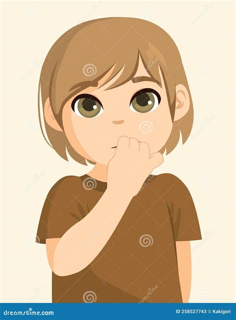 Kid Biting Nails stock vector. Illustration of tendency - 258527743