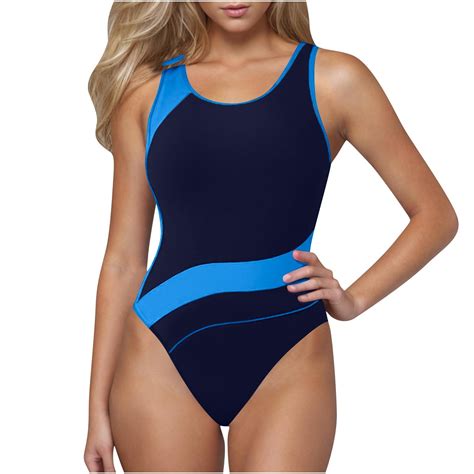 Lopeceal Women's Color Block One Piece Athletic Swimsuit Sports Tummy