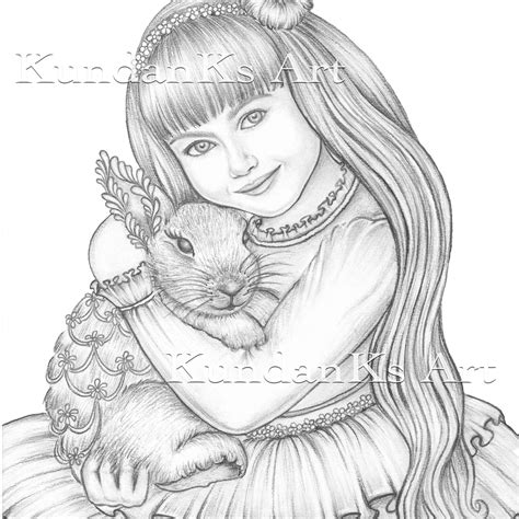 Bella & Bunny Premium Coloring Page for Adults and Kids - Etsy