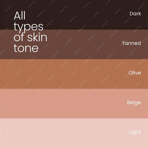 Premium Vector | Five types of human skin color set with name vector