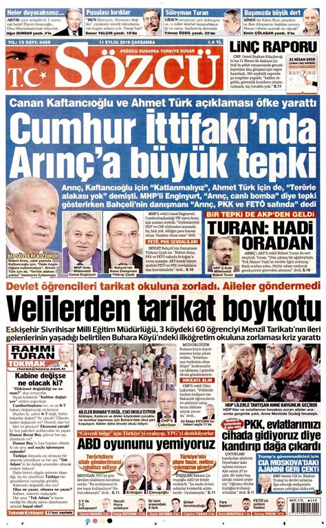 Sözcü Gazetesi 11 Eylül 2019 Anasayfası - Haber3