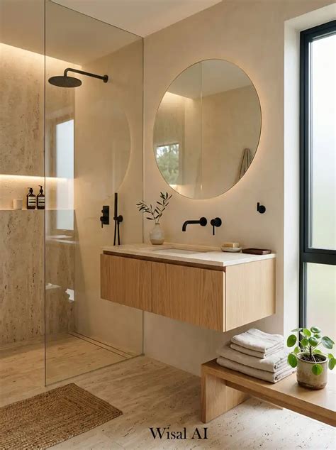 japandi bathroom ideas   peaceful minimal space wisal