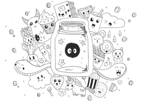 Get This Kawaii Doodle Art Coloring Pages for Grown Ups
