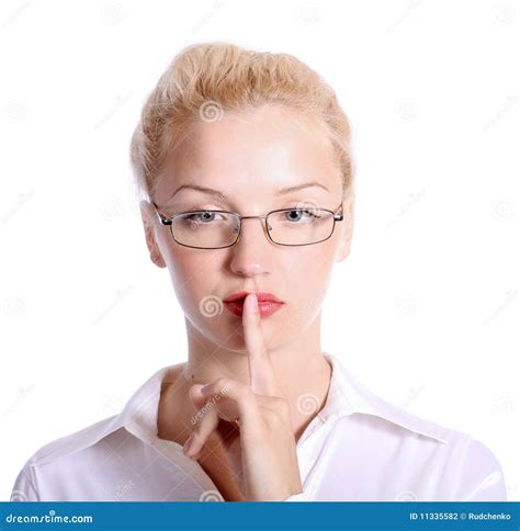 Young Woman with Her Finger Over Her Mouth Stock Photo - Image of mute