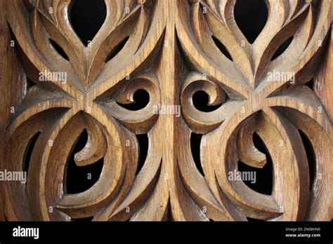 Elaborate crafts of old wood carved into a beautiful floral design ...