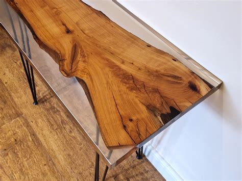 Unique Handmade Luxury Cherry Wood & Epoxy Resin Console Table - Etsy