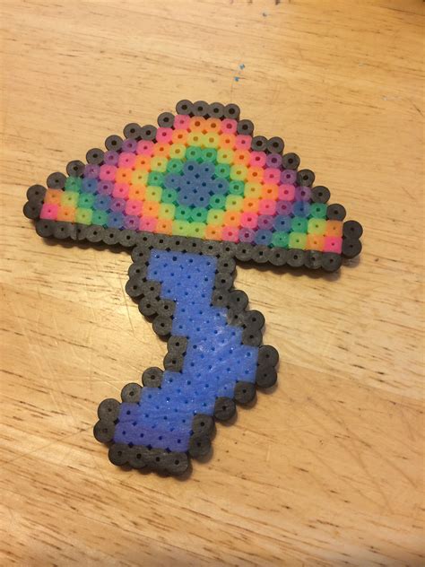 Trippy perler mushroom | Perler beads designs, Melt beads patterns ...