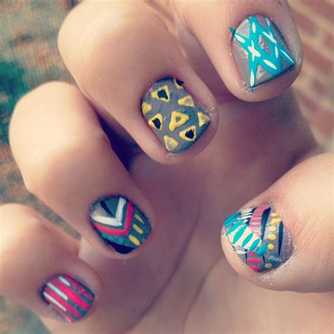 geometric nails | Geometric nail art, Geometric nail, Short nails art