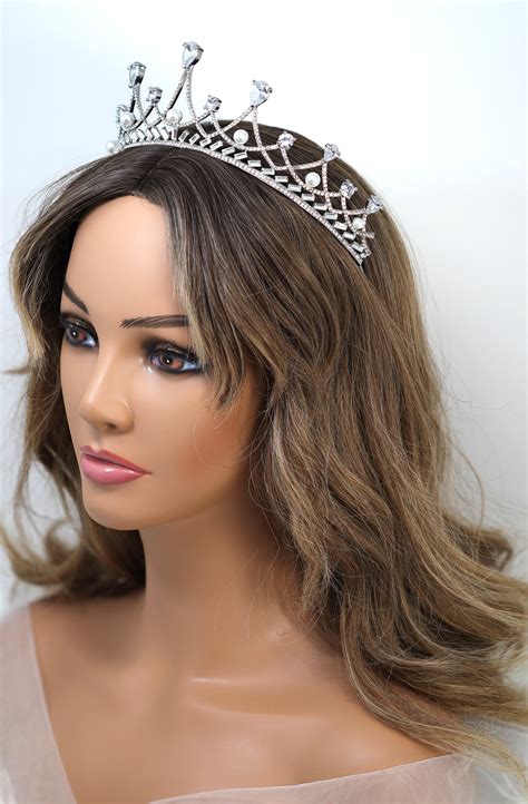 Swarovski Pearl Tiara For The Queen, Bridal Crown Tiara, Crystal Weddi