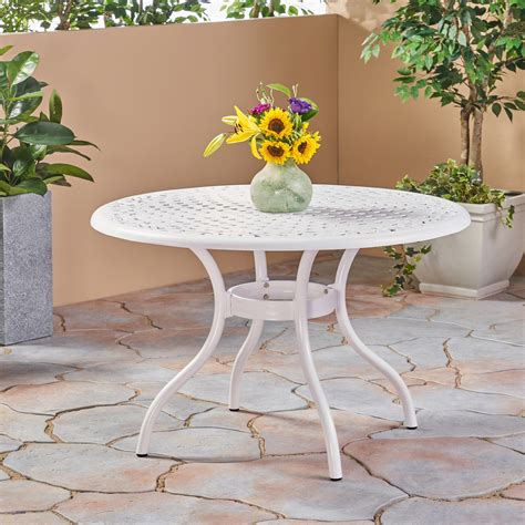 Simon Outdoor Aluminum Round Dining Table, White - Walmart.com
