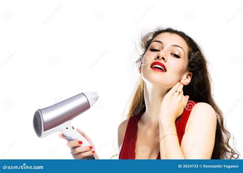 Girl with a dry stock image. Image of human, barber, care - 3024733