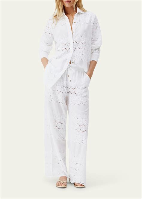 Melissa Odabash Orla Eyelet Button-Front Shirt - Bergdorf Goodman