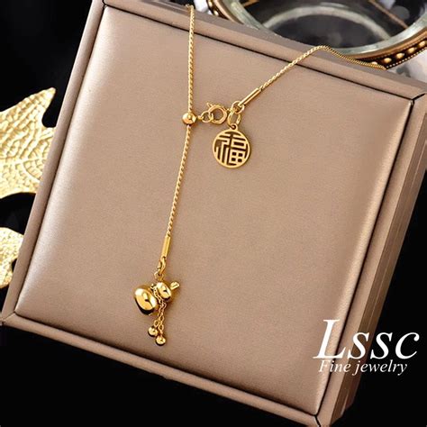 Lucky Gourdos FU Necklace Charm Kwintas Gold Stainless Steel Pendant ...