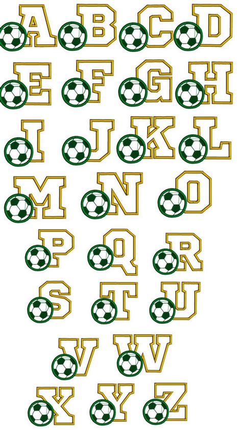 Soccer font embroidery design. Sports font. Footbal font.